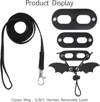 cobee Bearded Dragon Harness and Leash, 3 Pcs Adjustable Lizard Leashes, Soft Leather Reptile Lizard Leash with Cool Wings for Iguana Gecko Chameleon Amphibians Rat Small Pet Animals