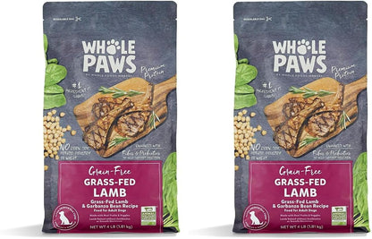 Whole Paws, Grain-Free Dry Adult Dog Food, Grass-Fed Lamb & Garbanzo Bean Recipe, 4 lb (Pack of 2)