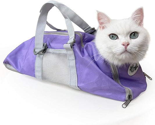 Cinf Cat Nail Clipping Cleaning Grooming Restraint Bag No Scratching Biting for Bathing Nail Trimming Injecting Examining(Taro,M)