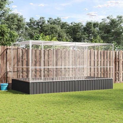 Galvanized Steel Large Flight King Bird Cage with Extension, Steel Outdoor Aviary, Outdoor Indoor Large Bird Cage Aviary Pet House for Cockatiels African Parakeets, 164.6"x81.5"x83.5",-310