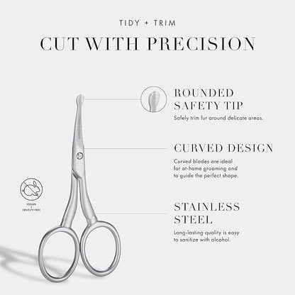 Tweezerman Pet Grooming Scissors, Stainless Steel Rounded Tip Trimming Shears for Dogs and Cats
