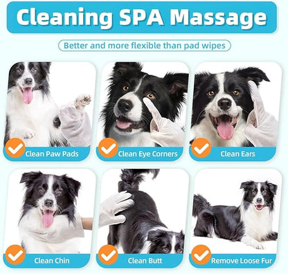 Extra Thick Pet Bathing Wipes for Dogs Cats,Cleaning Deodorizing Grooming Gloves,Nourish Fur Glove Wipes for Daily Care and Traveling,Rinse Free,Unscented,3 Pack,18 PCS