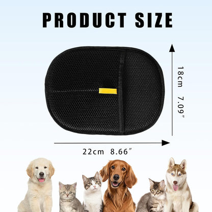 Pet Hair Removal Glove for Furniture, Carpet, Clothes and Car Seats, Electrostatic Cat & Dog Hair Removal Tool, Reusable Pet Hair Remover Glove with Silvervine Sticks (Black, 1 Glove & 2 Sticks)