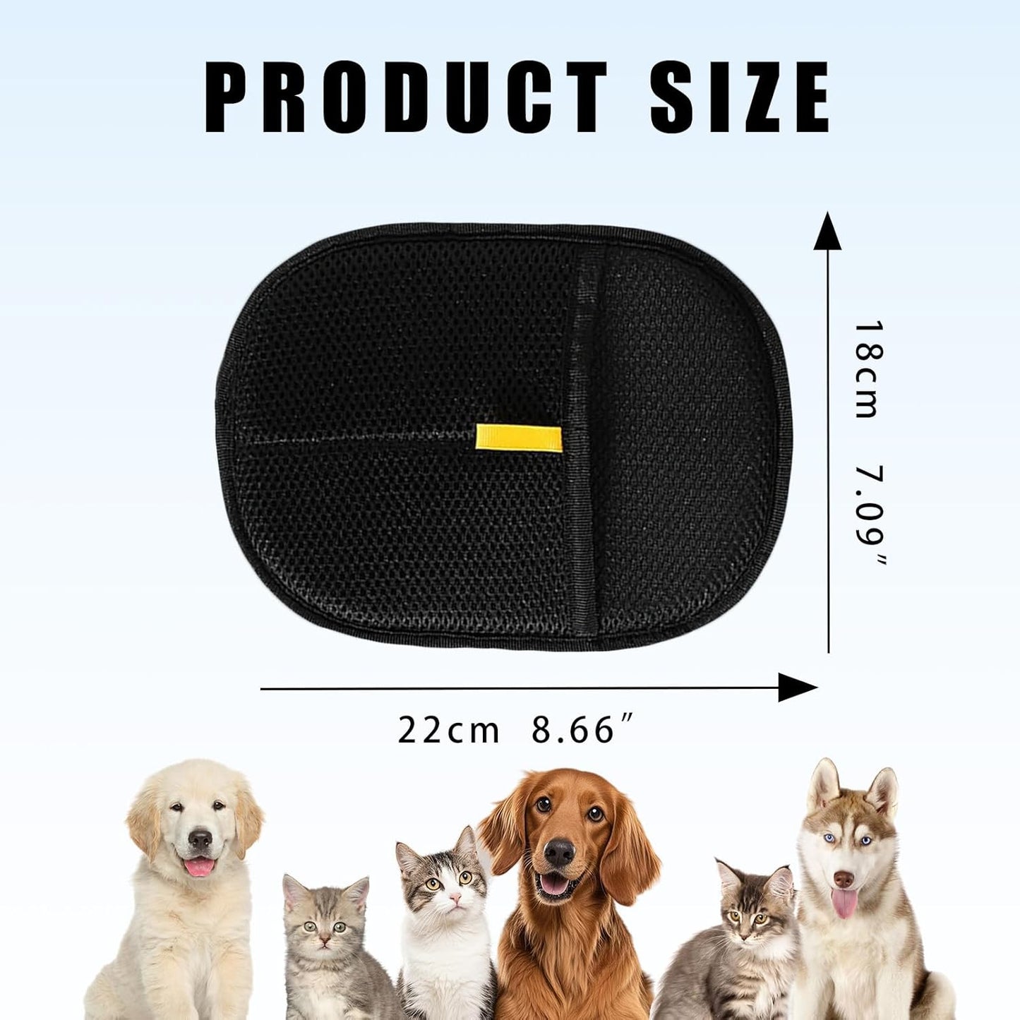 Pet Hair Removal Glove for Furniture, Carpet, Clothes and Car Seats, Electrostatic Cat & Dog Hair Removal Tool, Reusable Pet Hair Remover Glove with Silvervine Sticks (Black, 2 Gloves & 1 Stick)