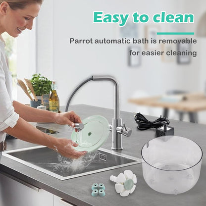Automatic Bath for Birds,Parrot Bathtub with Petal Fountain Circulating Filter Cage Bird Bath Shower Cockatiel Bird Bath for Indoor Parakeets Budgie Cockatiels Small Feathered Pet
