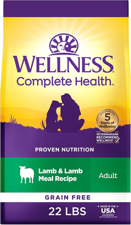 Wellness Complete Health Dry Dog Food, Grain Free, Natural, Lamb Recipe, (22-Pound Bag)