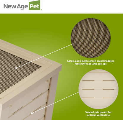 New Age Pet ECOFLEX 24-Inch Mojave Reptile Lounge in Maple - Durable Wood Plastic Composite Habitat with Ventilated Side Panels, Removable Sliding Glass Doors, and Mesh Screen Top