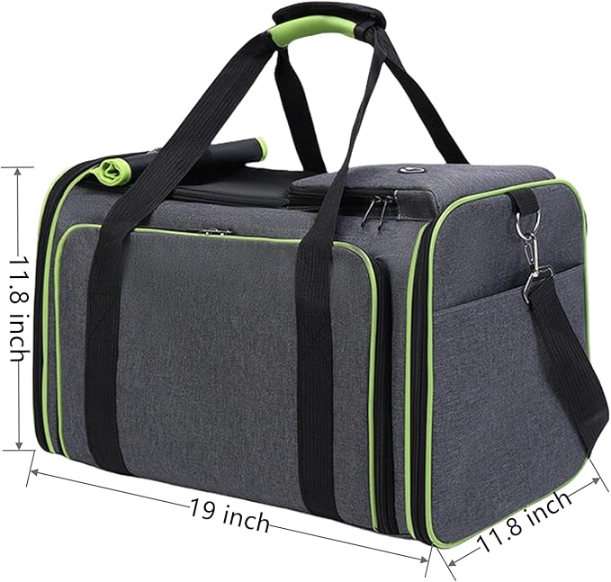 Expandable Travel Small Dog Cat Carrier(Large),Airline Approved Soft-Sided Pet Carrier with Removable Fleece Pad and Pockets for Cats/Puppy and Small Animals