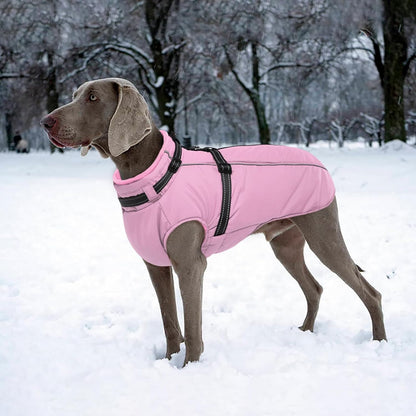 Lelepet Dog Coat for Large Dogs Waterproof Dog Jacket with Harness Built in Windproof Reflective Fleece Jacket with Zip Warm Winter Coats for Dogs Cozy Thermal Pet Snowsuit, Border Collie, Pink, XL