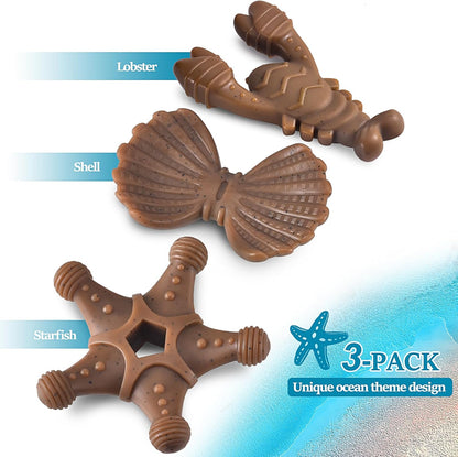 NEZIN Dog Toys for Aggressive Chewers, Indestructible Toys for Large Dogs, Dog Chew for Large Medium Small Breed, 3 Pack Super Chewer with Tough Nylon, Gift for Dogs