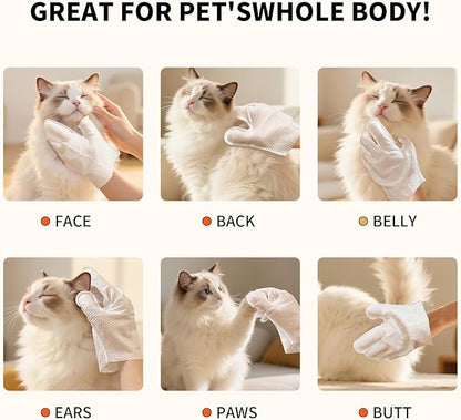 Pet Glove Wipes for Dogs and Cats, Cleaning & Deodorizing Grooming Gloves for Daily Care and Traveling, Dog Wipes Washing Gloves Rinse Free, 18 PCS