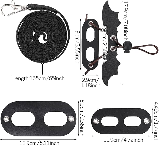 cobee Bearded Dragon Harness and Leash, 3 Pcs Adjustable Lizard Leashes, Soft Leather Reptile Lizard Leash with Cool Wings for Iguana Gecko Chameleon Amphibians Rat Small Pet Animals