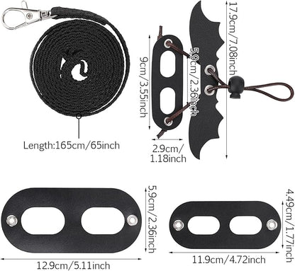 cobee Bearded Dragon Harness and Leash, 3 Pcs Adjustable Lizard Leashes, Soft Leather Reptile Lizard Leash with Cool Wings for Iguana Gecko Chameleon Amphibians Rat Small Pet Animals