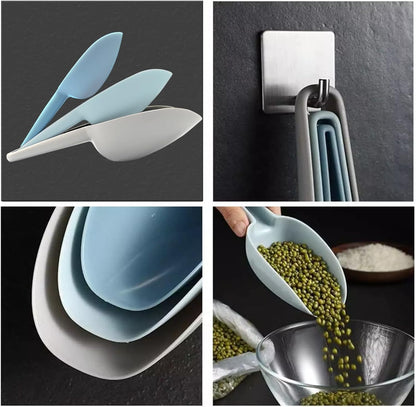 Flour Scoop Set of 3 for Canisters, Ice, Popcorn, Pet Food, Dry Goods, Coffee Beans, Candy - Plastic Scoops 1.7/3.4/5.1 oz