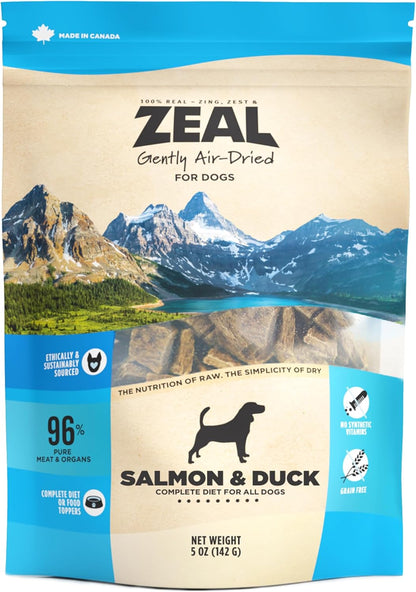 ZEAL Canada Air-Dried Salmon & Duck Recipe for Dogs - Superfood Omega-3 Rich, Dual-Protein, Grain Free, No Fillers, Complete Nutrition (Salmon & Duck, 5 oz)