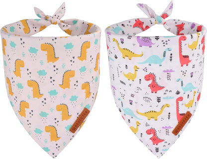 ADOGGYGO Dinosaur Dog Bandanas, Colorful Dino Pattern Pet Scarf, Premium Soft Fabric, Adjustable Fit Dinosaur Bandanas for Small Dogs (Small)