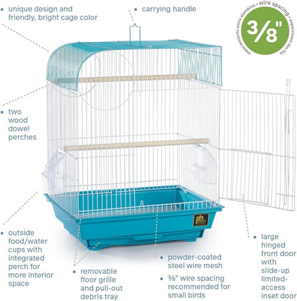 Rustic Retreat Top Bird Cage with Durable Metal Construction, Spacious Interior, and Convenient Top Access Teal/Flat Top