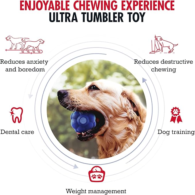 SuperChewy Tough Tumbler Ball Toy | Lifetime Replacement | Strong Natural Rubber | Smear Treats Inside to Excite Dogs | Ultra Durable Chewing Toy for Aggressive Chewers | for All Breeds