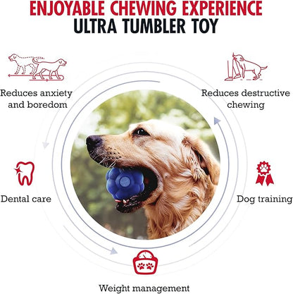 SuperChewy Tough Tumbler Ball Toy | Lifetime Replacement | Strong Natural Rubber | Smear Treats Inside to Excite Dogs | Ultra Durable Chewing Toy for Aggressive Chewers | for All Breeds