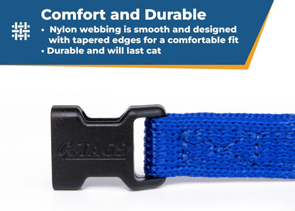 GoTags Personalized Cat Collars with Breakaway Safety Release Buckle, Custom Embroidered Cat Collar with Pet Name and Phone Number, Adjustable Nylon ID Collar with Bell for Cat or Kitten (Pack of 1)