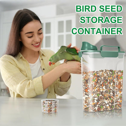 TBMax Cat Dog Food Storage Container 5 to 7 lbs, Secondary Pet Food Storage Container Beyond a Large Dog Food Bin for Daily Use, Easy-Pouring Bird Seed Dispenser, Travel Kibble Holder -Bottle Green