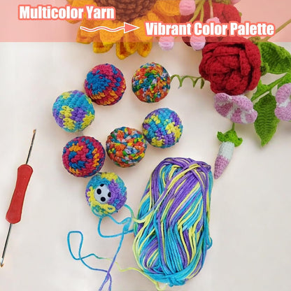 6 Pack Cat Toys Balls - 3 Jingle Bell Ball & 3 Soft Pom Pom Balls, Interactive Kitten Toys for Hunting/Kicking, Handmade, Small 1.8” & Large 2.1” for Adult Cats/Kittens