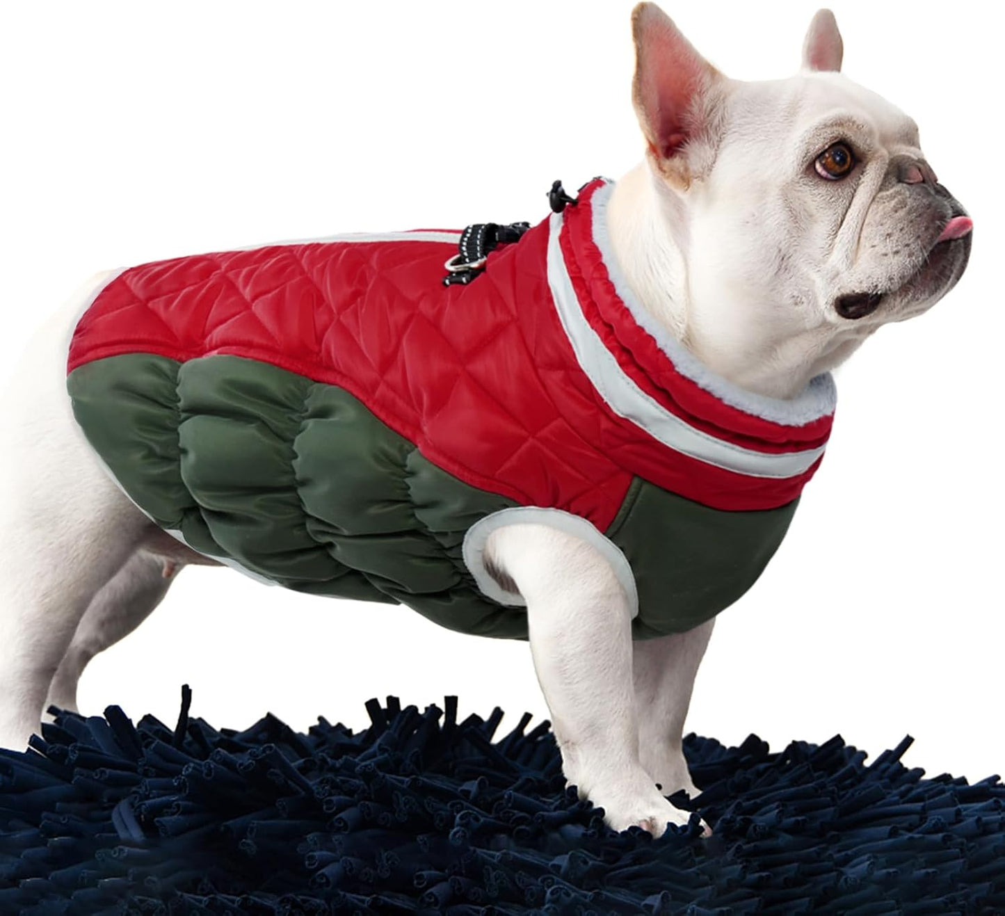 FUAMEY Dog Coat for Small Dogs,Waterproof Dog Winter Jacket with Harness Built in Puppy Cold Weather Coats Reflective Pet Vest with Zipper Warm Fleece Dogs Snowsuit Windproof Christmas S