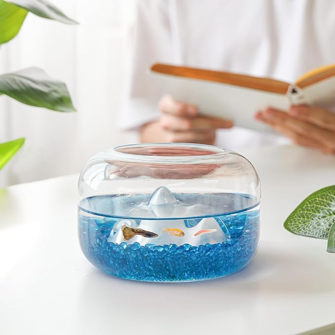 T4U Fish Tank Gravel 2 LB, Tumbled Small Rocks for Aquarium, Glass Beads for Vases, Succulent Rocks for Plants, Aquarium Gravel Decorative Pebbles for Terrarium Crafts Vase Filler, Blue