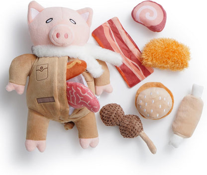 Nocciola Stuffed Pig Dog Toys: Funny Squeaky Crinkle Dog Chew Toys for Small Medium Breed, Plush Puzzle Cognitive Training Pet Enrichment Supplies, Burrow Hide Seek Mental Stimulation Anxiety Relief