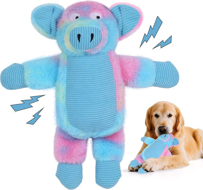 Dog Toys Plush, Squeaky Stuffed Dog Toy, Rainbow Pig Dog Toys for Small Medium Breeds, Soft Dog Plush Toy, Puppy Teething Dog Toy, Interactive Dogs Toy for Indoor Dogs(Blue)