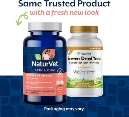 NaturVet Brewers Dried Yeast Formula with Garlic Flavoring Plus Vitamins for Dogs and Cats, Chewable Tablets, Made in The USA with Globally Source Ingredients 1000 Count