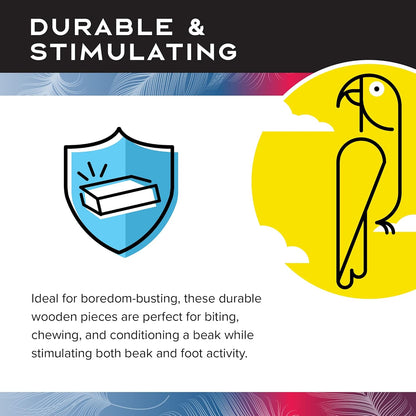 Paradise Knots &Blocks Chewing Toy, Colorful & Entertaining, Keeps Birdy Happy, Large, 16” x 6” x 6” inches