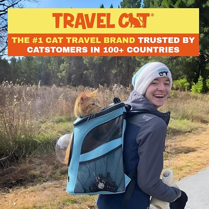 Fat Cat Backpack Carrier - Airline Approved Cat Carrier with Space Capsule Bubble for for Small Cats, Kitten - Premium Aqua Cat Carrier Backpack for Outdoor, Travel, Hiking, Pet Supplies