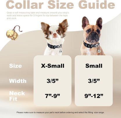 XS Dog Collar with Bell - Soft Adjustable Nylon Collar for Small Breeds, Skull Pattern Reflective Collar for Chihuahua Pomeranian Yorkie, Lightweight & Comfortable for Tiny Dogs (Skull XS)