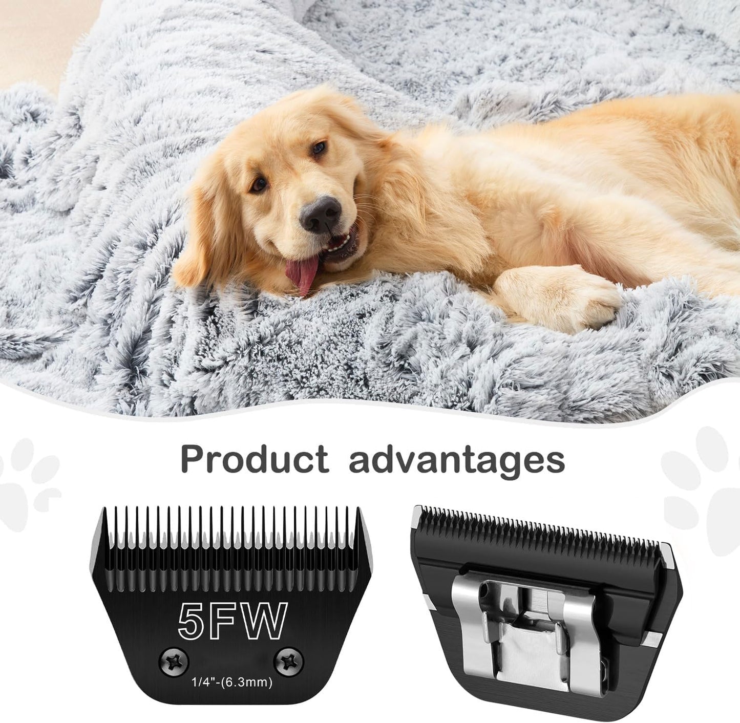 5FW Wide Blades for Dog Grooming Blades Compatible with Andis Dog Clippers Blades,Dog Clipper Blades Compatible with Oster A5,Wahl km10 Dog Clippers,Stainless-Steel Blade Sharp