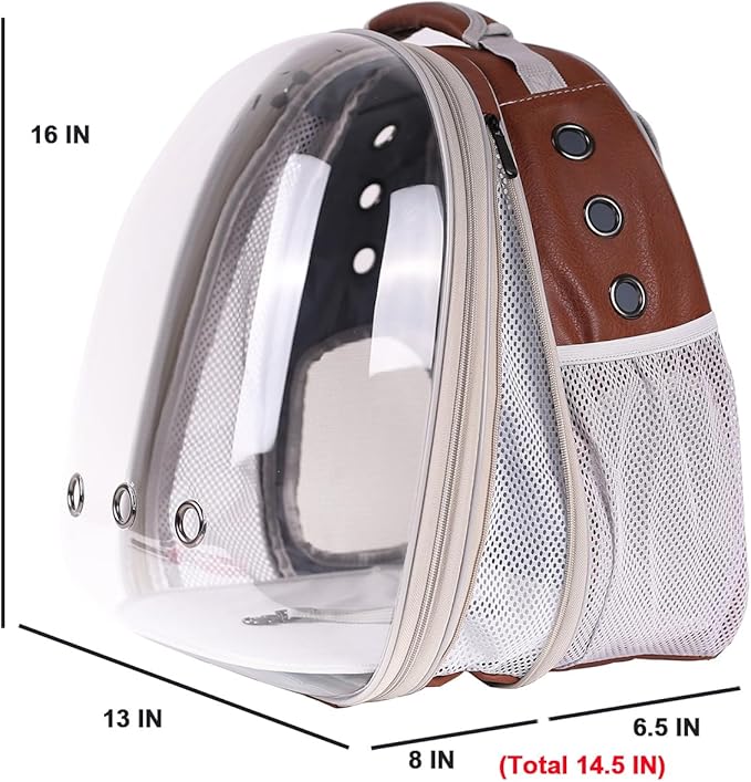 Front Extension Vented Pet Carrier Backpack for Large Cat up to 20 Pounds, Space Capsule Transparent Bubble Window Backpack for Large Cat Vet Visit Traveling and Hiking