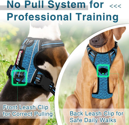BARKBAY Dog Harness No Pull with ID Tag Pocket - Heavy Duty, Reflective, Easy Control for Small Dogs(Blue/Black,S)
