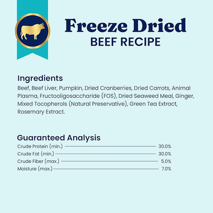 Solid Gold Freeze Dried Dog Food - W/Real Beef, Pumpkin & Superfoods - Freeze Dried Raw Dog Food Toppers for Picky Eaters to Serve as a Nutrient-Dense Meal Topper or High Protein Treats - 1.5oz