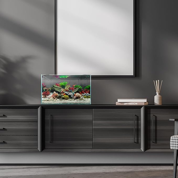 UNS Ultra Clear Rimless Tank - 9.3GAL | 35.2L - 17.71x11.02x11.02 | 45x28x28 CM, 5mm Glass Thickness, Leveling Mat Included - Low Iron, High Clarity Fish Tank w/ 45° Mitered Edge - [45U]