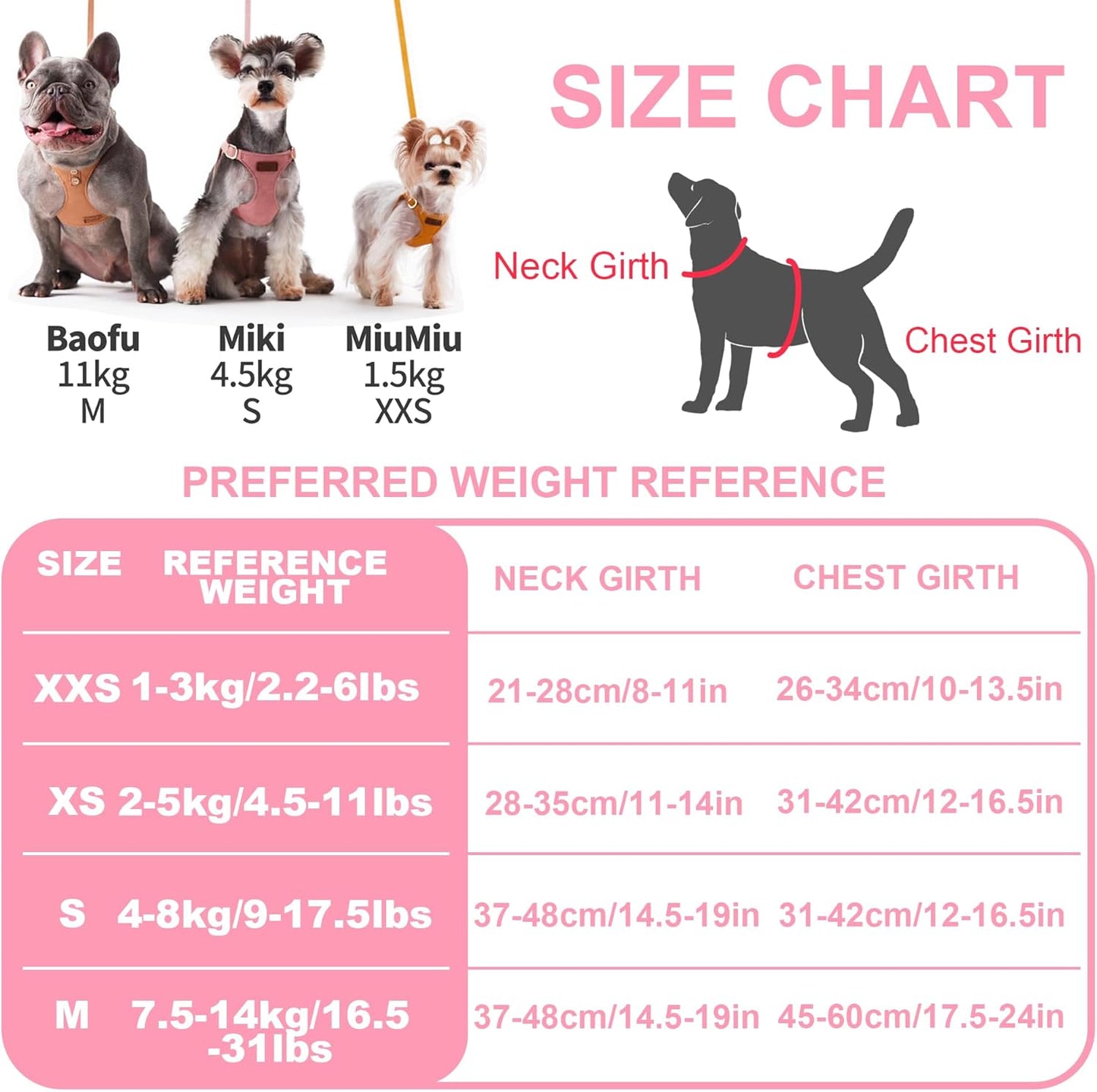 Puppytie No Pull Small Dog Harness with Multifunction Dog Leash,Lightweight Soft Adjustable No Choke Escape Proof Pet Harness Vest Pet Harness Vest,Glossy Pink,S