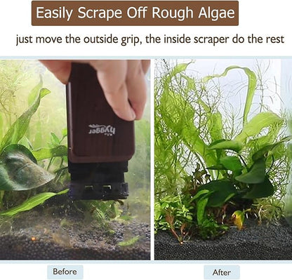 hygger Aquarium Strong Magnetic Cleaner Algae Magnet Cleaning Tool with Scraper Floating Brush for Fish Glass Tank S