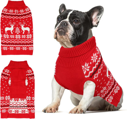 Rypet Dog Christmas Sweater for Large Dogs Warm Soft Christmas Dog Outfits Pet Holiday Sweater Firm Durable Pet Turtleneck Knitwear Dogs Sweaters Pets Winter Coat for Females and Males （M）