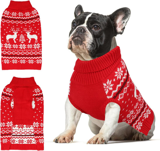 Rypet Dog Christmas Sweater for Large Dogs Warm Soft Christmas Dog Outfits Pet Holiday Sweater Firm Durable Pet Turtleneck Knitwear Dogs Sweaters Pets Winter Coat for Females and Males （SM）