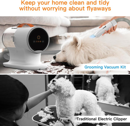 Dog Vacuum for Shedding Grooming, 12000pa Suction Dog Hair Vacuum, Pet Grooming Kit with 2l Dust Cup, Low Noise, 3 Levels, 5 Grooming Tools