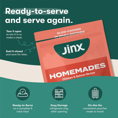 Jinx Wet Dog Food Topper, Mix with Dry Dog Food, Made with Real Salmon & Chicken, Bone Broth, No Fillers, for All Lifestages, 9oz, 1 Pack