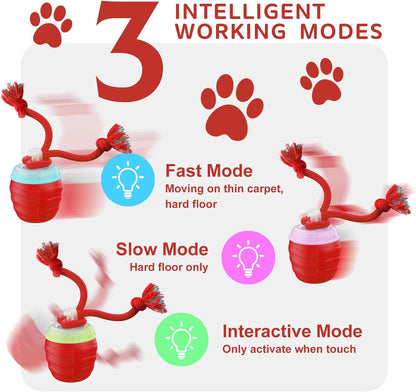 Interactive Dog Toys, [2025 Newly Upgraded] Interactive Dog Ball for Medium/Large Dogs, Automatic Moving Dogs Toy Wicked Ball for Boredom & Training, Play Music, USB Rechargeable(Red)