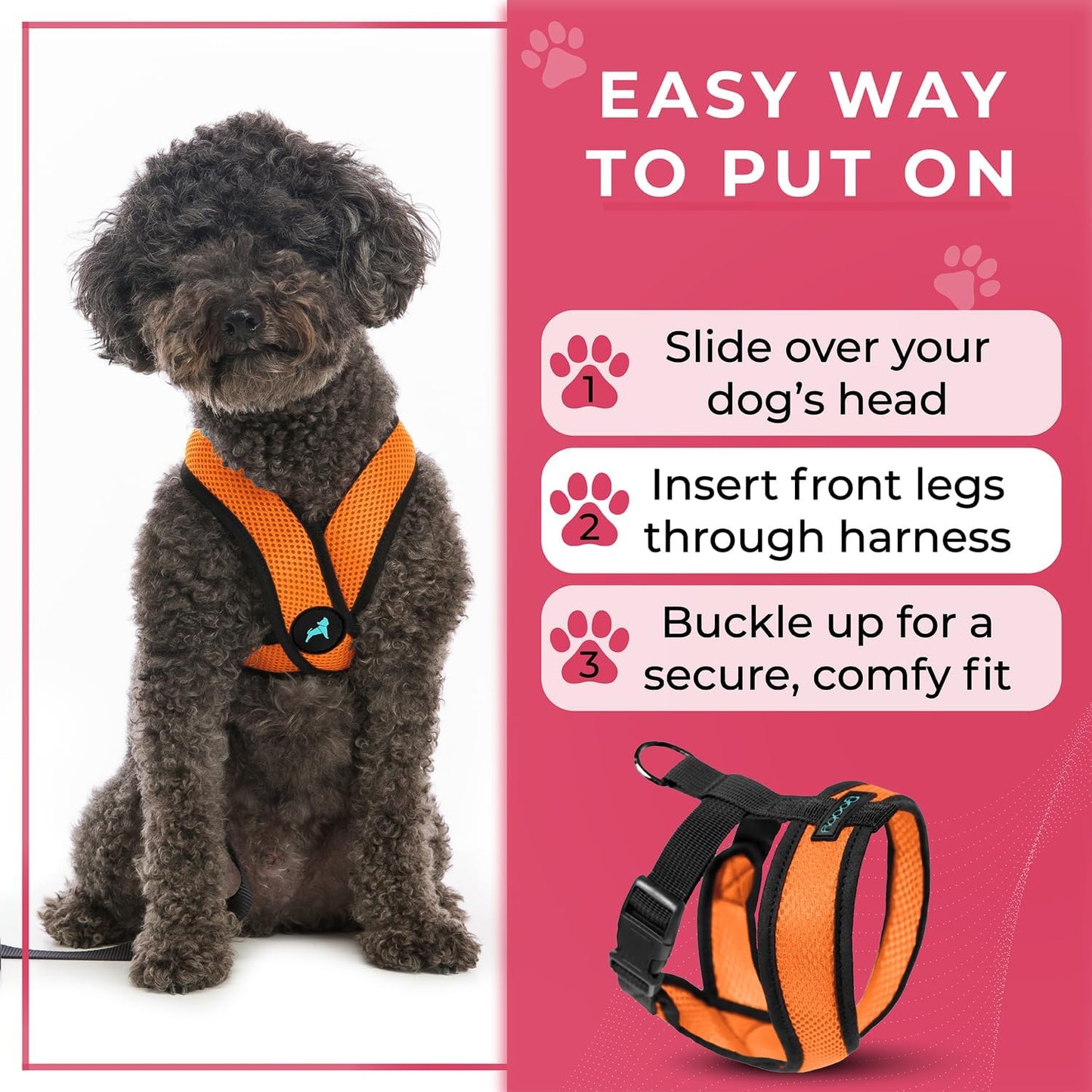 Gooby Orange X-Large Comfort X Head in Harness - No Pull, Choke-Free, Lightweight Mesh, Machine Washable for Small to Medium Dogs