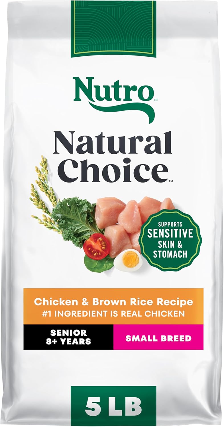 Nutro Natural Choice Chicken & Brown Rice Small Breed Senior Dog Food Dry Recipe, 5 lb. Bag