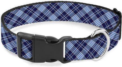 Blue Black Plaid Gingham Dog Collars Soft Adjustable Collar Strap for Small Medium Large Dogs Cats Pet