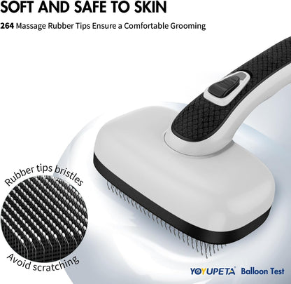 Dog Self Cleaning Slicker Brush for Shedding, Ideal for Short Long Haired Dogs, Including Cat. Removes Loose Fur, Undercoat, Mats, Tangled Hair. Suit for Large Medium Small Animal, Gray